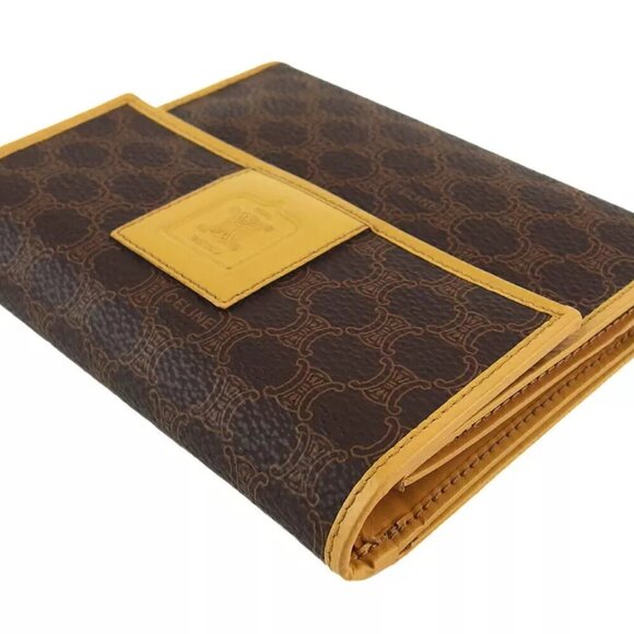 CELINE tri-fold wallet Macadam beige PVC ?~ leather Authentic used - Picture 4 of 10